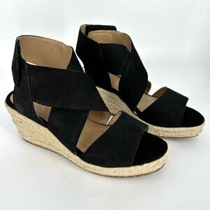 Naturalizer Soul Oshay sandal leather wedge espadrille black 9 medium 9M NEW